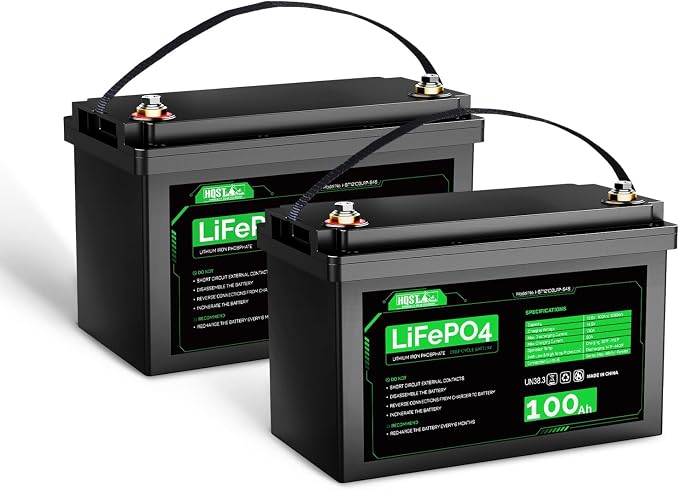 HQST LiFePO4 Battery 100ah Lithium Battery, 12V Lithium Iron Phosphate Battery by HQST