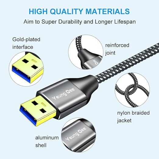 USB 3.0 A to A Male Cable 3 ft, Super Speed Type A Male to Male Cable USB 3.0 - Image 5