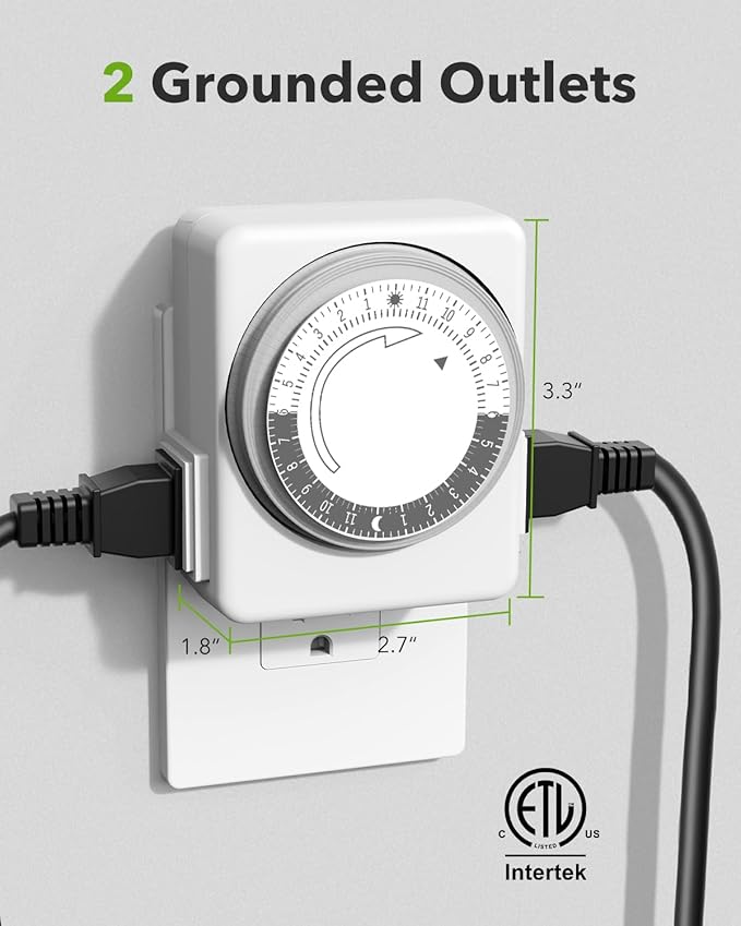 HBN Outlet Timer for Electrical Outlets Indoor, 24 Hour Mechanical Light Timers - Image 4
