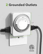 HBN Outlet Timer for Electrical Outlets Indoor, 24 Hour Mechanical Light Timers - Image 4