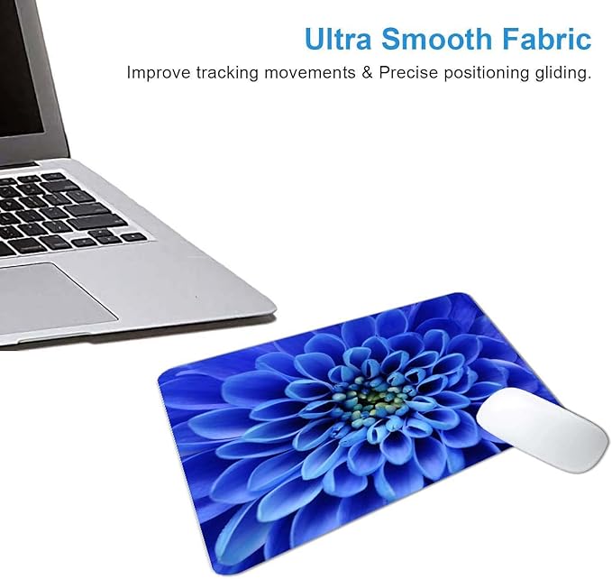 Blue Flower Mouse Pad, Cute Floral Mouse pad, Custom Small Mouse Pads - Image 4