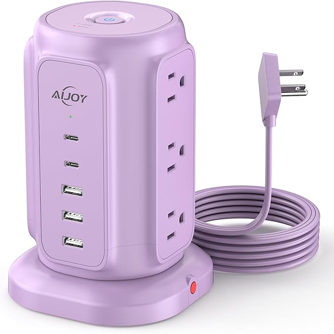 AiJoy Flat Plug Power Strip Tower by AiJoy