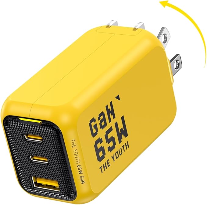 AOHI Youth 65W GaN+ USB C Charger Block, 3-Port PPS Type C Compact Foldable by AOHI
