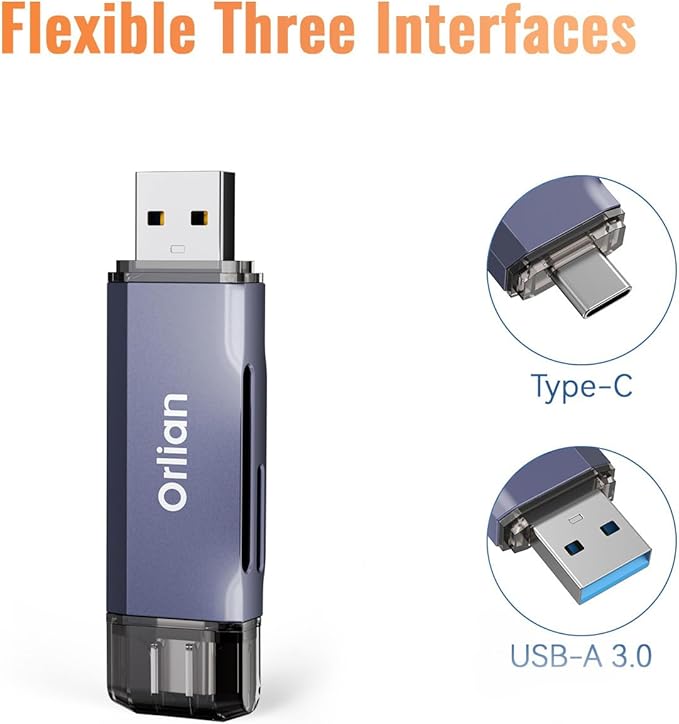 USB 3.0 microSD/SD Card Reader Dual USB A & C Memory Card Reader Adapter 5Gbps - Image 4