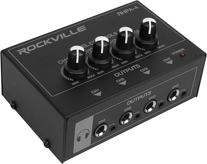 Rockville RHPA4 4-Channel Headphone Amplifier, Stereo/Mono Switch, Dual 1/4" - Image 2