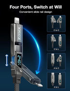 4 in 1 USB C Cable with Wattage Display, 240W Flat Nylon Braided Multi Charge - Image 2