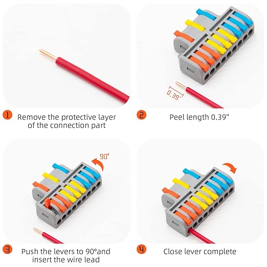 5Pcs Lever Wire Connectors, 3 in 9 Out Quick Wiring Cable Electrical Connector - Image 6