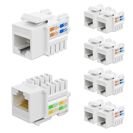 iwillink 10Gbps Cat6 Keystone Jack 10-Pack, RJ45 Keystone Jack, 90-Degree by IWILLINK