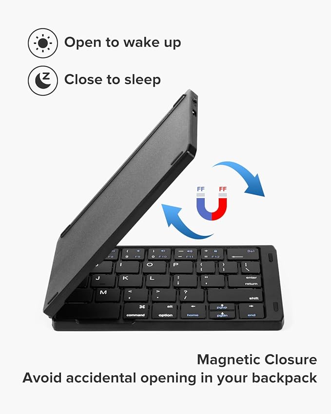 DeLUX Foldable Bluetooth Keyboard, Wireless Portable Travel Keyboard - Image 5