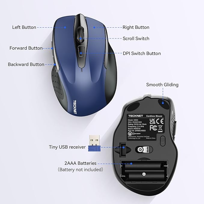 TECKNET Wireless Mouse for Laptop, Silent Mouse Quiet Click, Computer Mice - Image 8