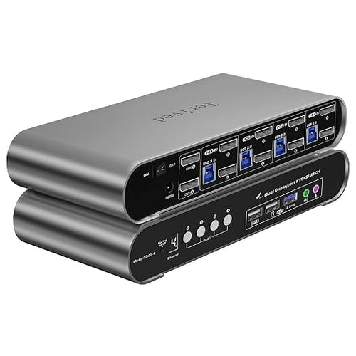 4 Computers 2 DP Monitors Automatic KVM Switch, 8K@30Hz 4K@144Hz 4 Port DP USB by Terived