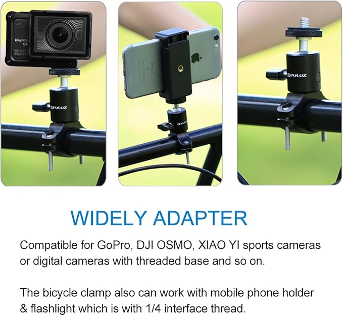 PULUZ Camera Handlebar Mount for Gopro Bike Motorcycle Mount, Aluminum Bicycle - Image 2