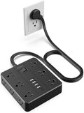 Flat Plug Power Strip Surge Protector, HUNIAN 5 Ft Extension Cord by HUNIAN