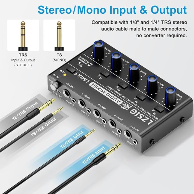LZSIG Mini Audio Mixer, Stereo Line Mixer - Image 3