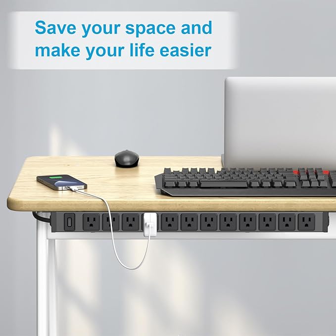 HHSOET 360° Rotating 12 Outlet Mountable Power Strip, Aluminum Alloy Power - Image 4