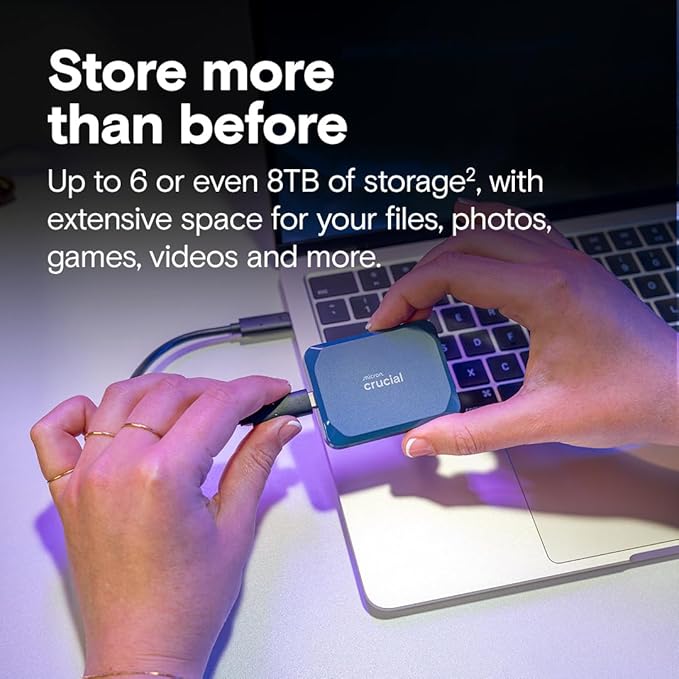 Crucial X10 8TB Portable SSD, USB 3.2 USB-C, External Solid State Drive - Image 2