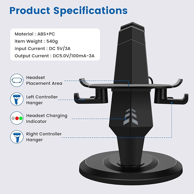 alcopanda VR Stand, Headset Charging Dock, VR Display Stand Accessories - Image 2