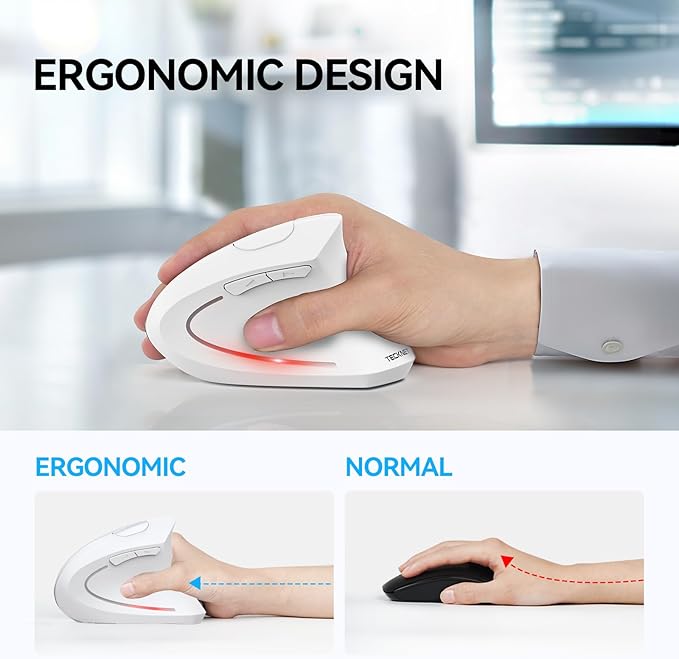 TECKNET Ergonomic Mouse, Wireless Bluetooth Vertical Mouse, 4800 DPI Optical - Image 5