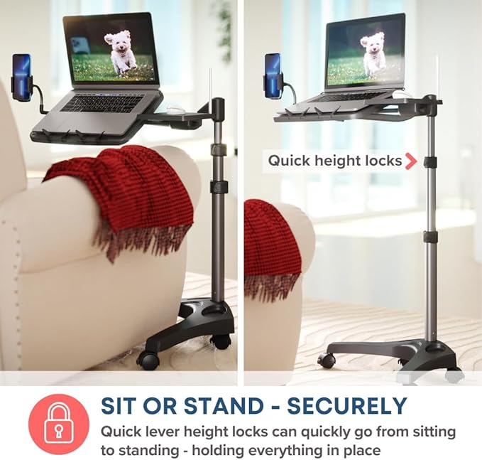 LEVO G2 V16 Mobile Laptop Stand Desk Rolling Cart - Image 4
