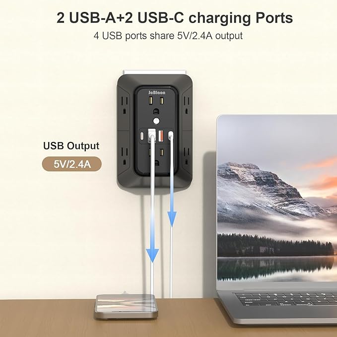 JcBlaon 3 Pack Outlet Extender Surge Protector, 6 Outlet Splitter - Image 4