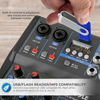 Pyle Professional Audio Mixer Sound Board Console System Interface 4 Channel - Image 6