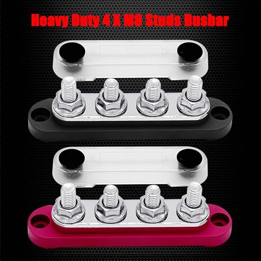 4 x M8 Studs Power Distribution Block Bus Bar 12V, Ampper 4.3" 200A Marine - Image 3