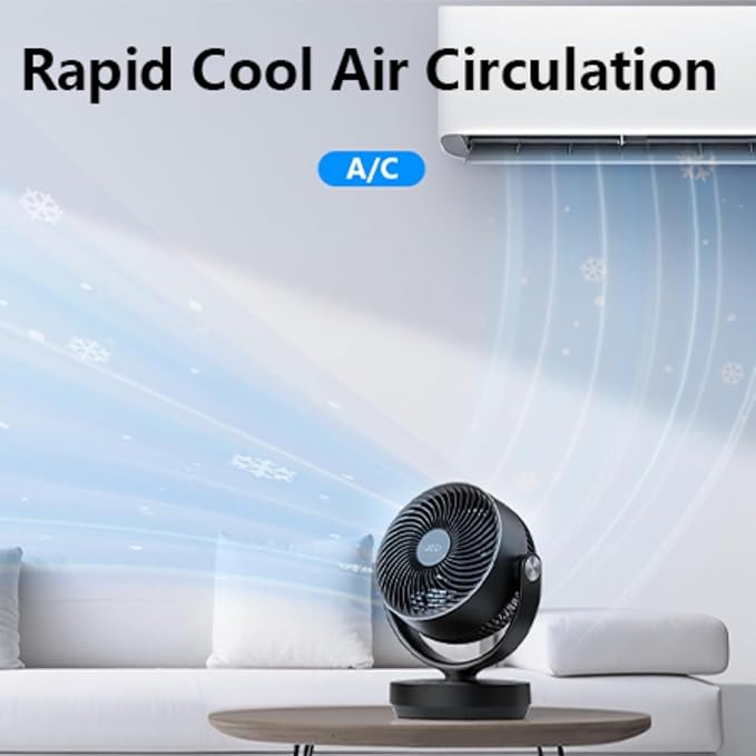 JRD Fans for Bedroom, 90° Oscillating Air Circulator Fan, 13 Inch Quiet Table - Image 3
