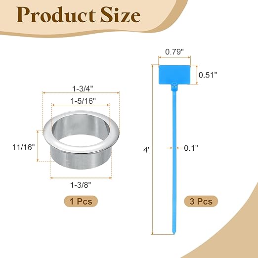 uxcell Desk Grommet, 1-3/8" Zinc Alloy Cable Hole Cover Wire Cord Organizer - Image 2
