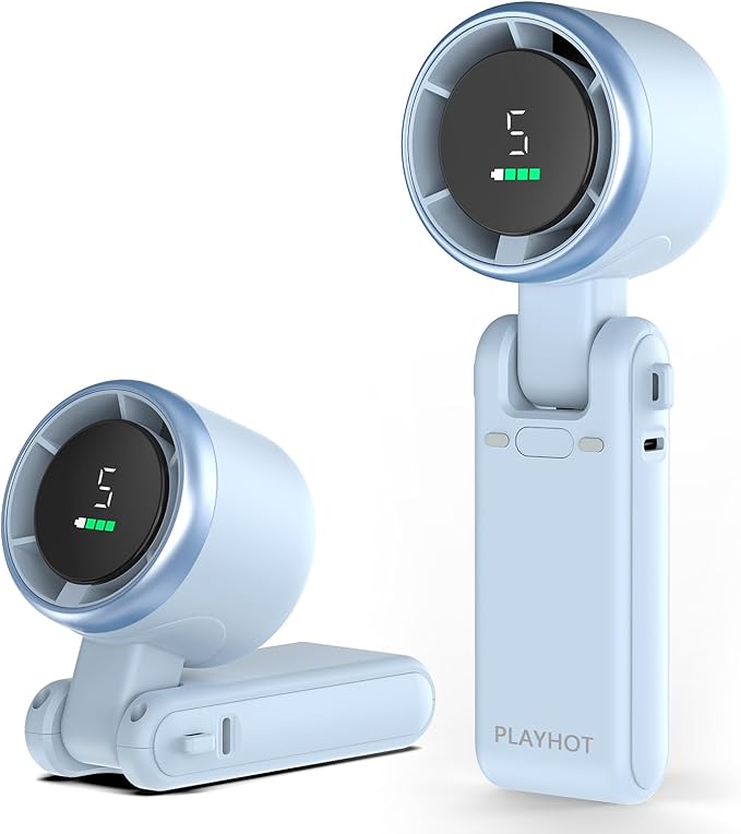 Portable Handheld Turbo Fan, 5-Speed Personal Fans, 5000mAh Rechargeable Fans by PlayHot-CoolSummer