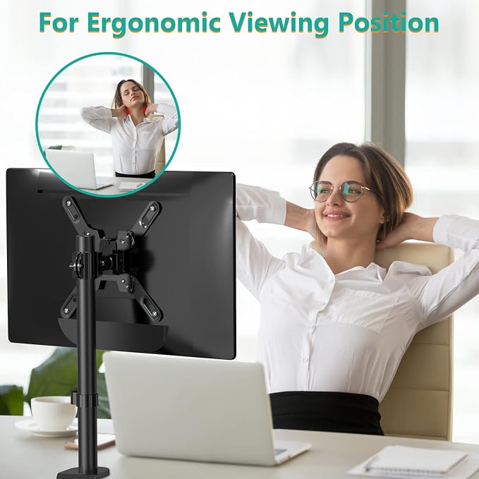 WALI Single Monitor Mount for 1 Computer Screen up to 42 inch, Fully Adjustable - Image 8