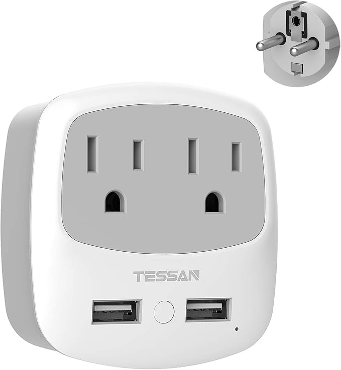 TESSAN Germany France Power Adapter, Type E F Plug Adaptor by TESSAN