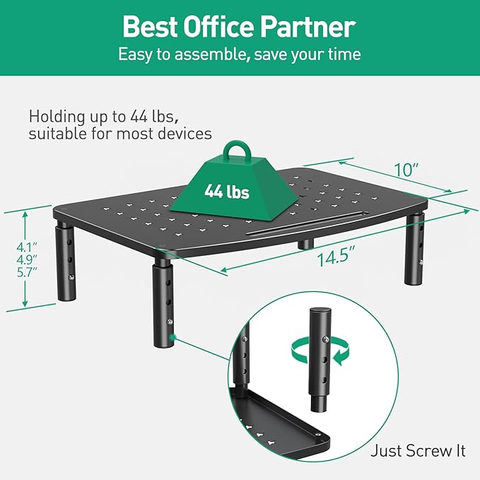 Zimilar 2 Pack Monitor Stands, 3 Height Adjustable Riser - Image 6