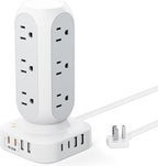 TenTrend 65W Fast Charging Station, Flat Plug Power Strip Tower by TenTrend