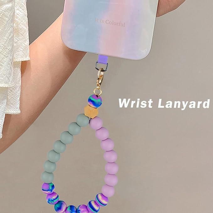 Marble Silicone Beaded Phone Wrist Strap, Cellphone Lanyard - Image 2