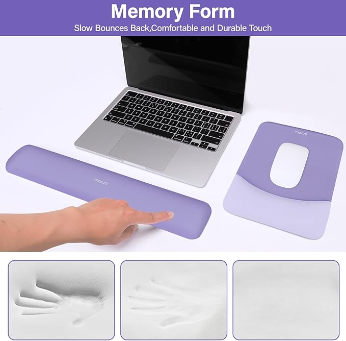 MOSISO Wrist Rest Support for Mouse Pad&Keyboard Set, Rectangular Ergonomic - Image 4