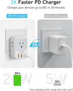 20W PD Multi Plug Adapter, TESSAN 3 USB Wall Charger Multiports, Cube Charging - Image 2