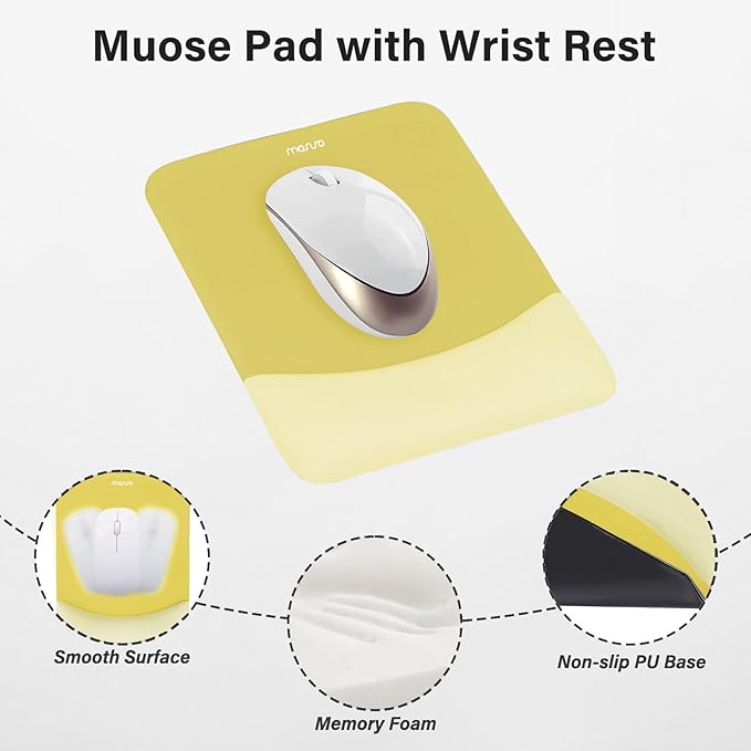 MOSISO Wrist Rest Support for Mouse Pad&Keyboard Set, Rectangular Ergonomic - Image 3