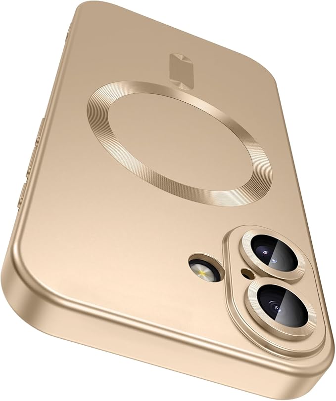 Magnetic for iPhone 16 Plus Case Slim Soft Silicone Bumper Shockproof Metallic by LEKEVO