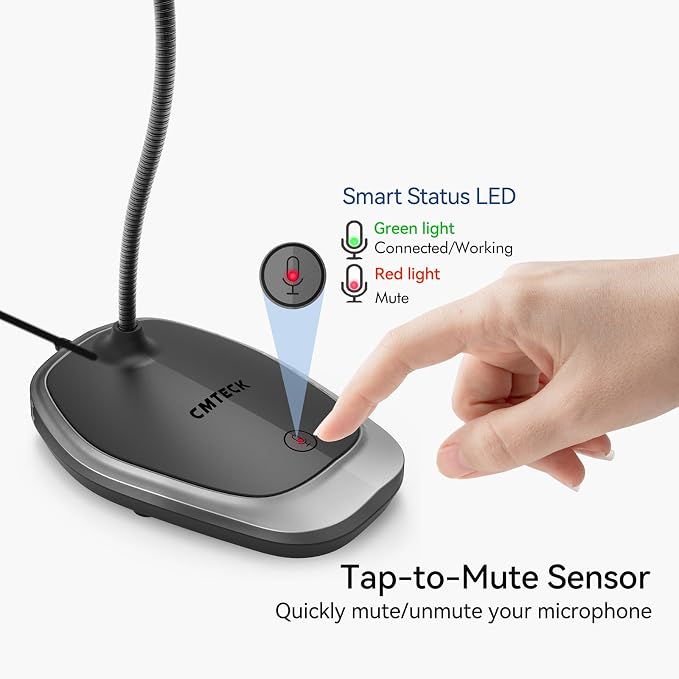 CMTECK USB Computer Microphone, Plug &Play Desktop Omnidirectional Condenser PC - Image 4