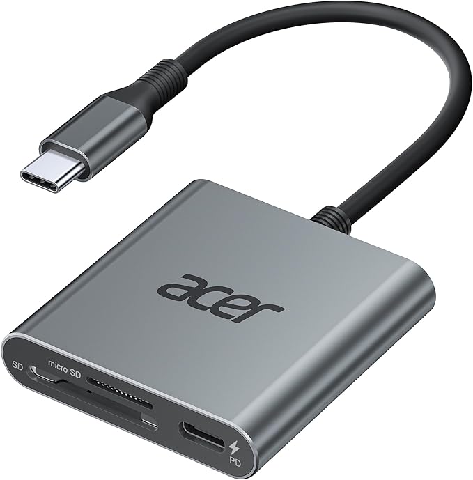 Acer SD 4.0 Card Reader, UHS-II Micro SD Reader USB C, Dual Slot Type C Memory by Acer