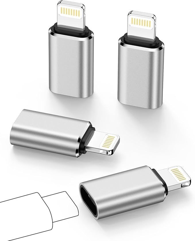 USB C to Lightning Adapter, 4 Pack Fast Charging Data Sync Lightning to USB by iPhoneCables