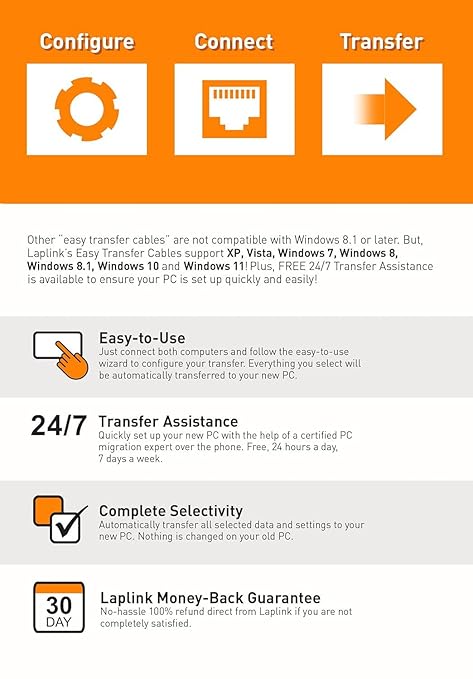 LAPLINK Easy Transfer Cable, Includes PCmover Express Data Transfer Software - Image 3