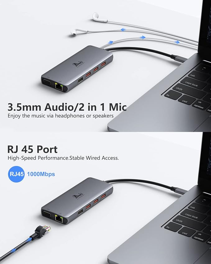 LIONWEI Laptop Docking Station Dual Monitor, 11-in-1 to 4K HDMI, Gigabit - Image 6