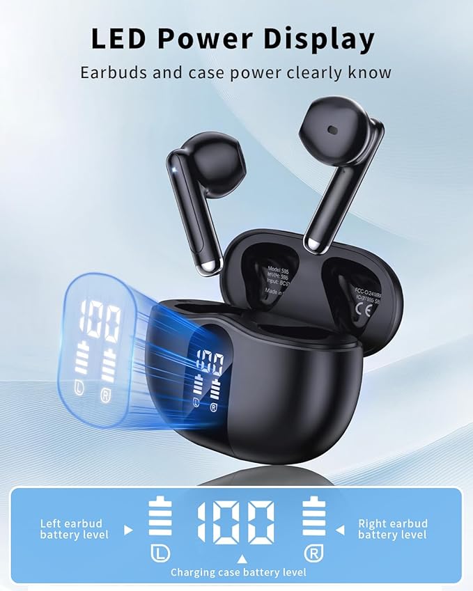 Wireless Earbuds, 2026 Bluetooth 5.4 Headphones Bass Stereo Ear Buds - Image 2