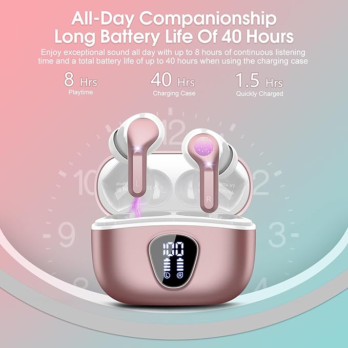 Wireless Earbuds, IP7 Waterproof in Ear Earphones, LED Display Ear Buds - Image 4