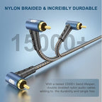 EMK RCA Subwoofer Cable 90 Degree RCA to RCA Audio Cable 24K Gold-Plated Nylon - Image 7