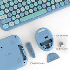KNOWSQT Wireless Keyboard and Mouse Combo, Light Blue 100 Keys 2.4 GHz Round - Image 6
