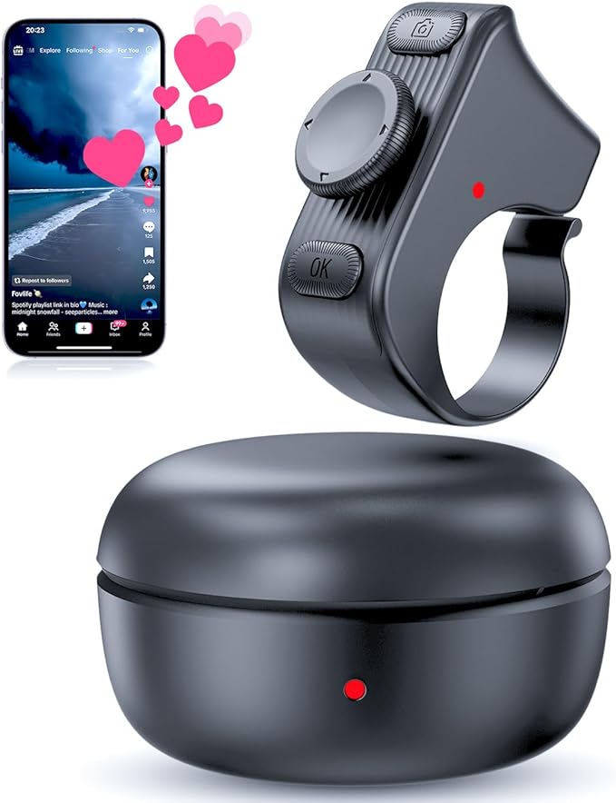 TikTok Scrolling Ring Remote Control, Camera Shutter Remote, Wireless Bluetooth by duskeep