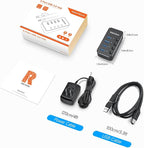 USB 3.0 Hub RSHTECH 4 Port Powered USB 3.0/USB C Hub Upgraded Version - Image 7