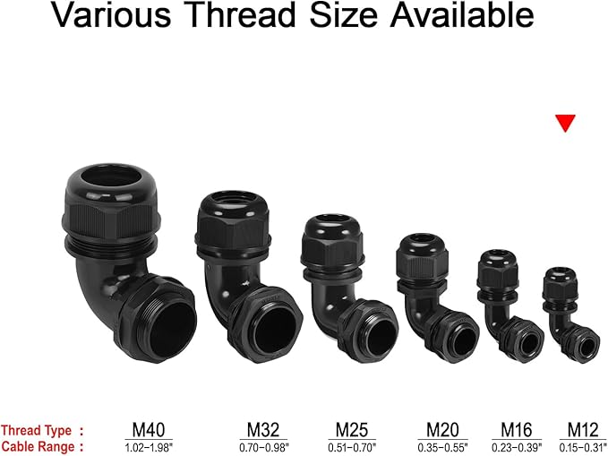 LeMotech M12 Cable Gland, 90 Degree Adjustable 4-8mm Strain Relief, Cord - Image 6